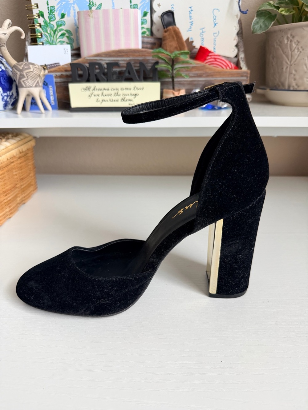 Lulus Laura Black Velvet Ankle Strap Heels